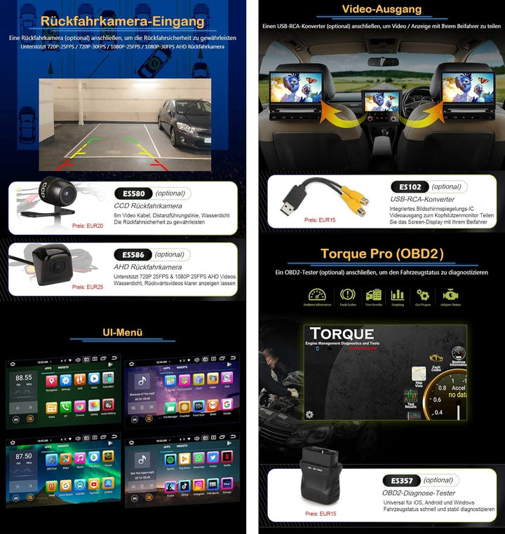 Erisin 8-Kern 4GB+64GB 7 Zoll Android 14 Autoradio mit GPS Navigation für Mercedes Benz S/CL Klasse
