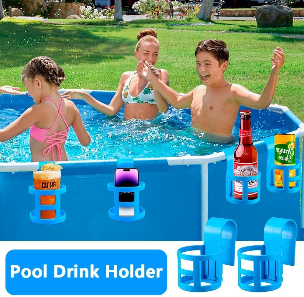 4 Stück Pool Getränkehalter Rund Eckig Poolrand Pool Becherhalter Poolbecherhalter Getränkehalter Po