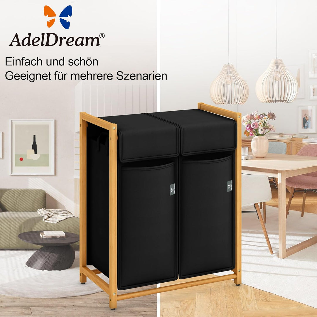 ADEL DREAM 100L 2 Fächer Pfandflaschen Sammelbehälter mit Deckel Gross Pfandflaschen Aufbewahrung le