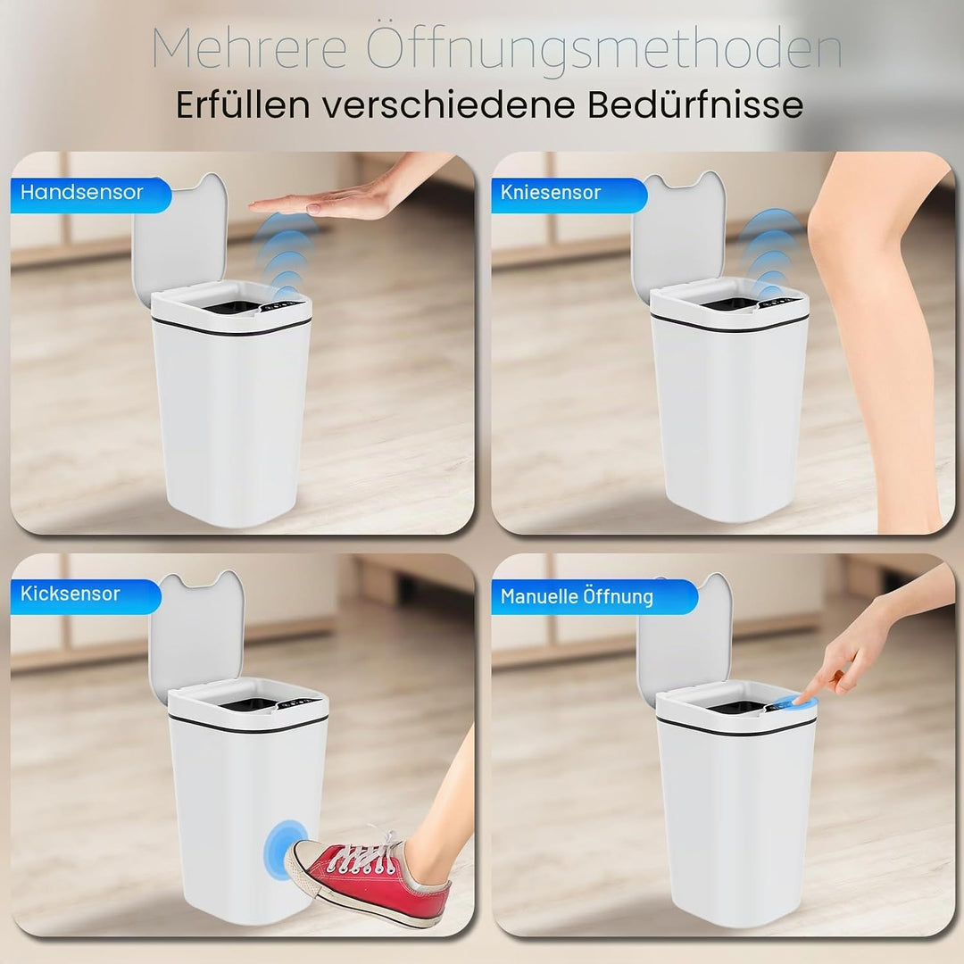 2er Set Mülleimer Bad mit Sensor, 10L Automatischer Mülleimer mit Deckel, Elektrischer Mülleimer für