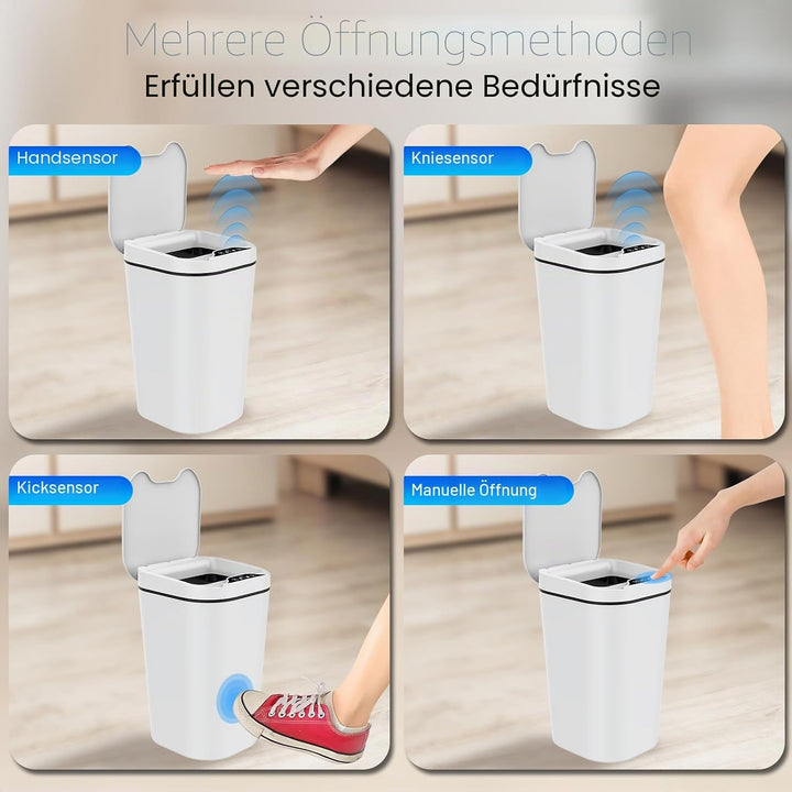 2er Set Mülleimer Bad mit Sensor, 10L Automatischer Mülleimer mit Deckel, Elektrischer Mülleimer für