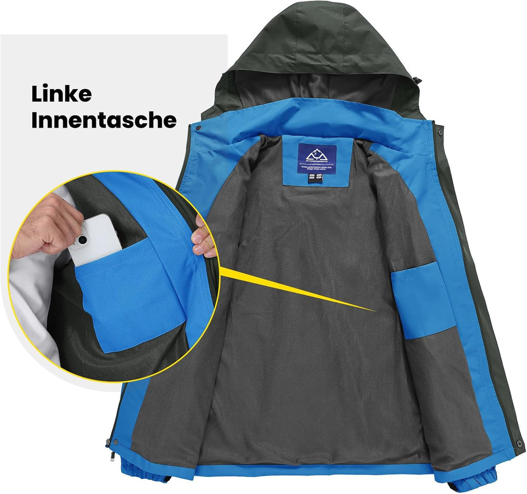 donhobo Herren Outdoor Wanderjacke Wasserabweisend Atmungsaktiv Winddichte Funktionsjacke Leicht Übe