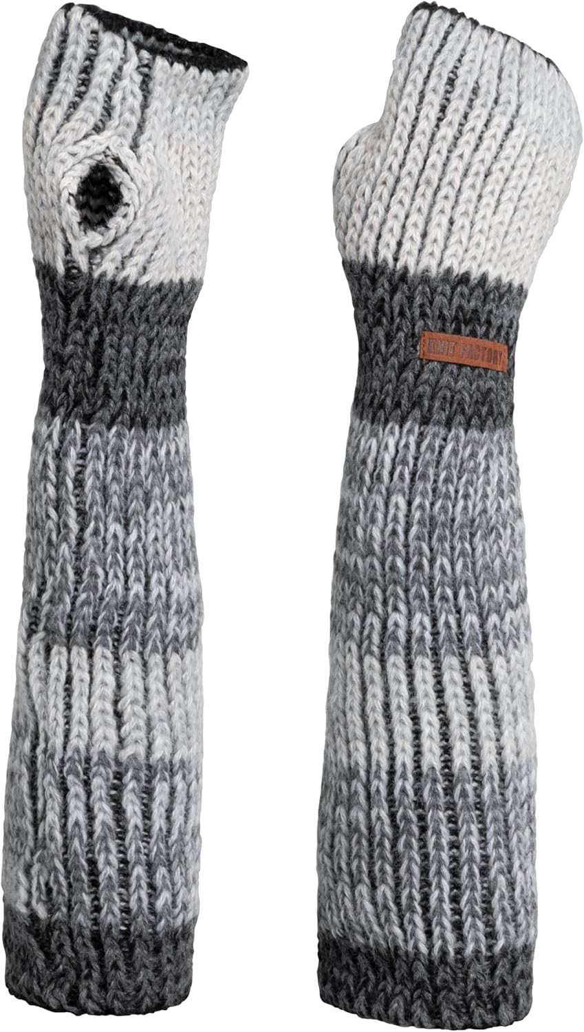KNIT FACTORY - Remy Gestrickte Armwärmer - Winter Armstulpen - Handgelenkwärmer - Lange Handschuhe -