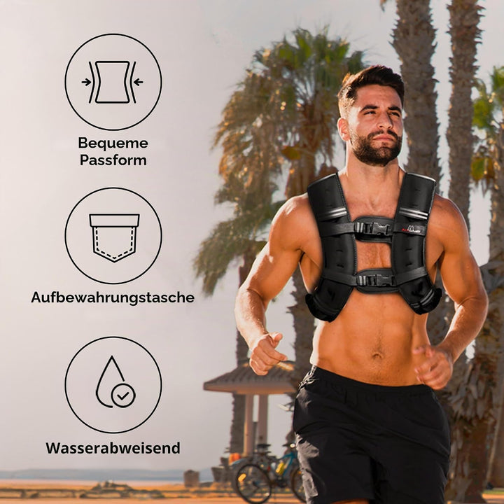 Amstaff Fitness Gewichtsweste – Gewichtsweste für Laufen, Krafttraining und Muskelaufbau, mit reflek