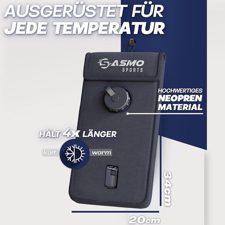 SASMO® Trinkblase 2l mit ISOLIERTASCHE | materialverstärkte,reissfeste Trinkblase | Trinksystem für