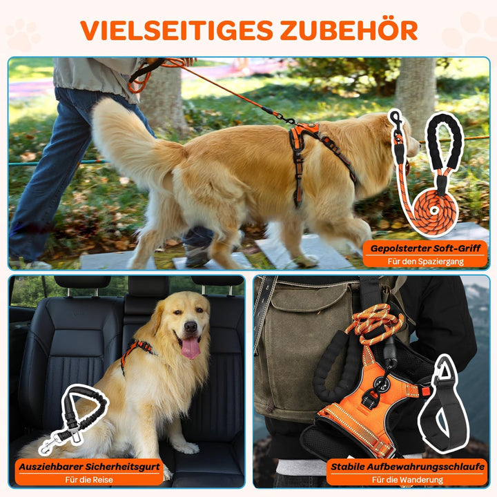 FURRYFECTION Hundegeschirr mittelgrosse Hunde, Geschirr Hund ausbruchsicher Antizuggeschirr ohne Zug