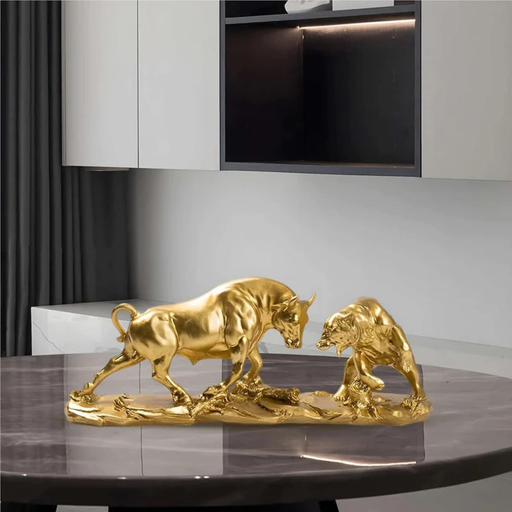 Cutfouwe Wall Street Bull &amp; Bear Schlacht Harz Statue,Abstrakte Figur-Bull Bear Fight Financial Brok