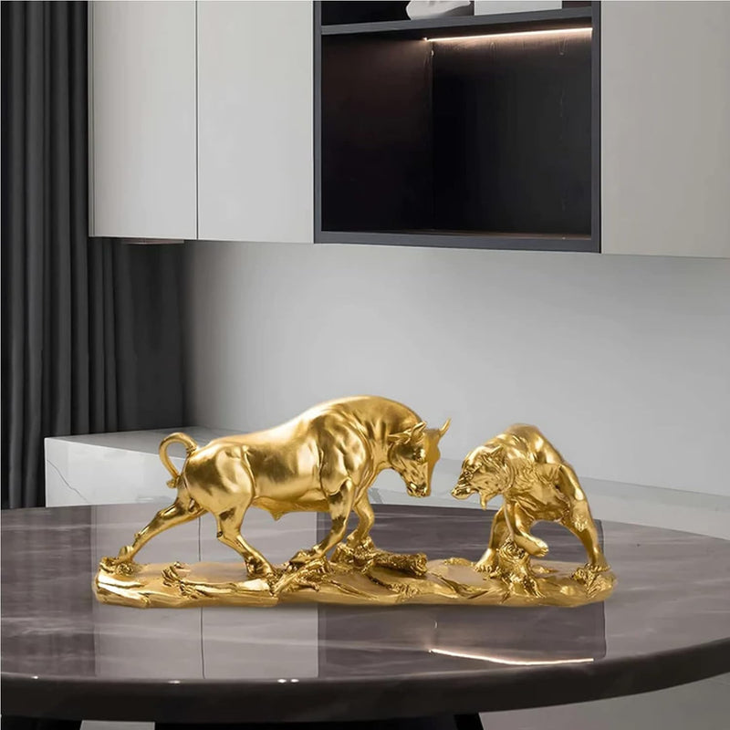 Cutfouwe Wall Street Bull & Bear Schlacht Harz Statue,Abstrakte Figur-Bull Bear Fight Financial Brok