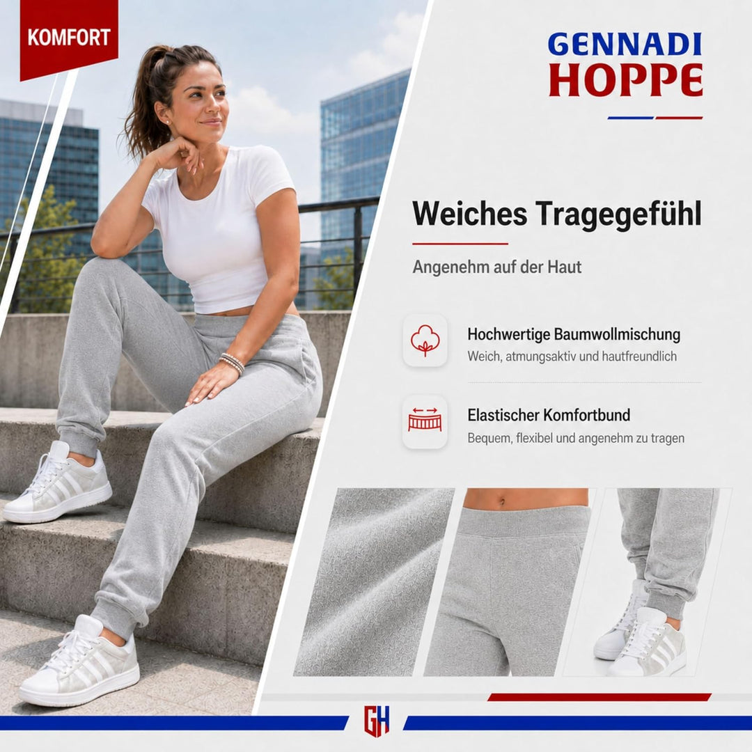 Damen Jogginghose Komfortable Trainingshose für Sport und Freizeit 4XL Hellgrau, 4XL Hellgrau