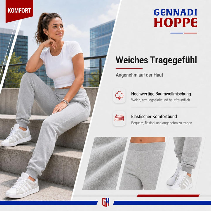 Damen Jogginghose Komfortable Trainingshose für Sport und Freizeit 4XL Hellgrau, 4XL Hellgrau