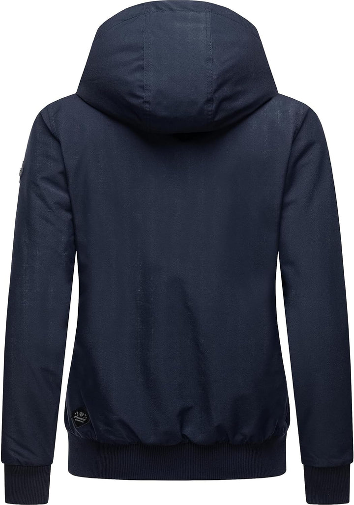 Ragwear Damen warme wasserdichte Winterjacke Outdoorjacke mit Kapuze Nuggie Melange XS-6XL L Navy, L