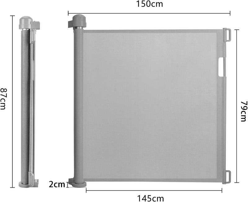 TRMLBE Türschutzgitter 0-150cm Ausziehbar Treppenschutzgitter Rollo Baby Treppenschutzrollo Türgitte