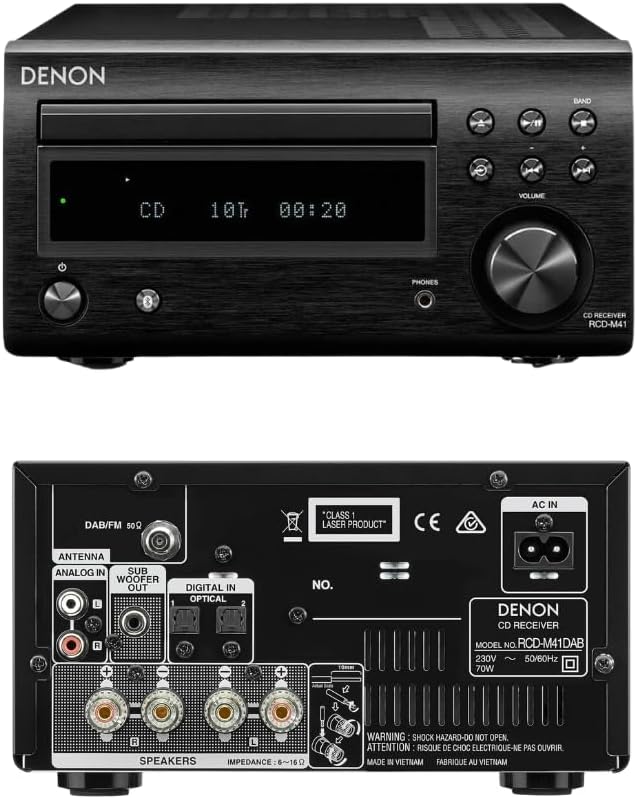Denon D-M 41 DAB Kompaktes HiFi-System (2 x 30W Ausgangsleistung) Schwarz Schwarz HiFi Set, Schwarz