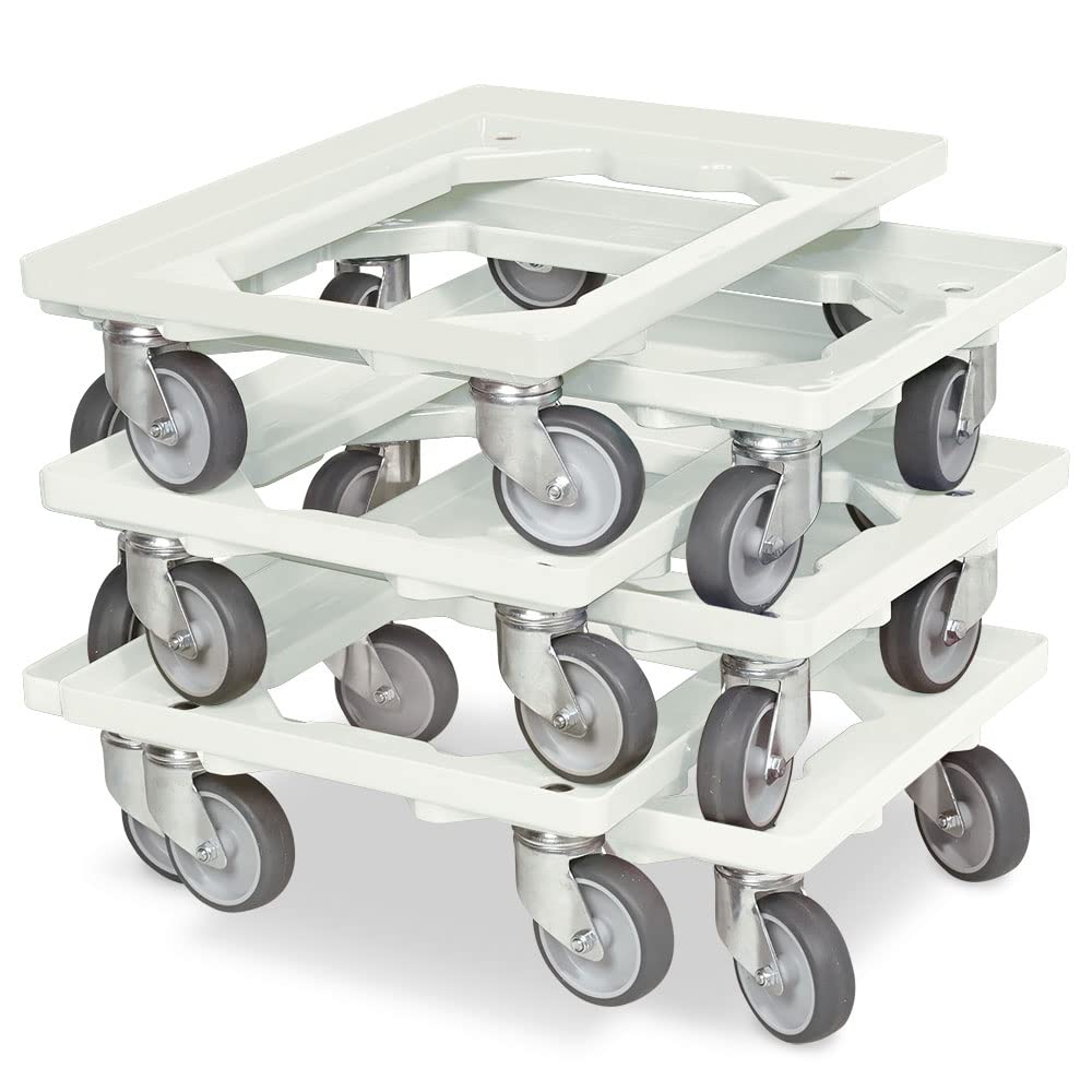 BRB 6X Logistikroller/Transportroller für Kisten 600x400 mm, Tragkraft 250 kg (weiss), Weiss