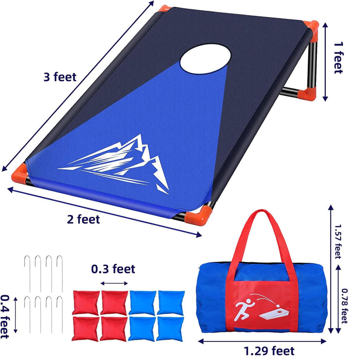 NZQXJXZ Cornhole Spiel Outdoor für Erwachsene, Tragbar Cornhole Toss Set mit 8 Cornhole Säckchen und