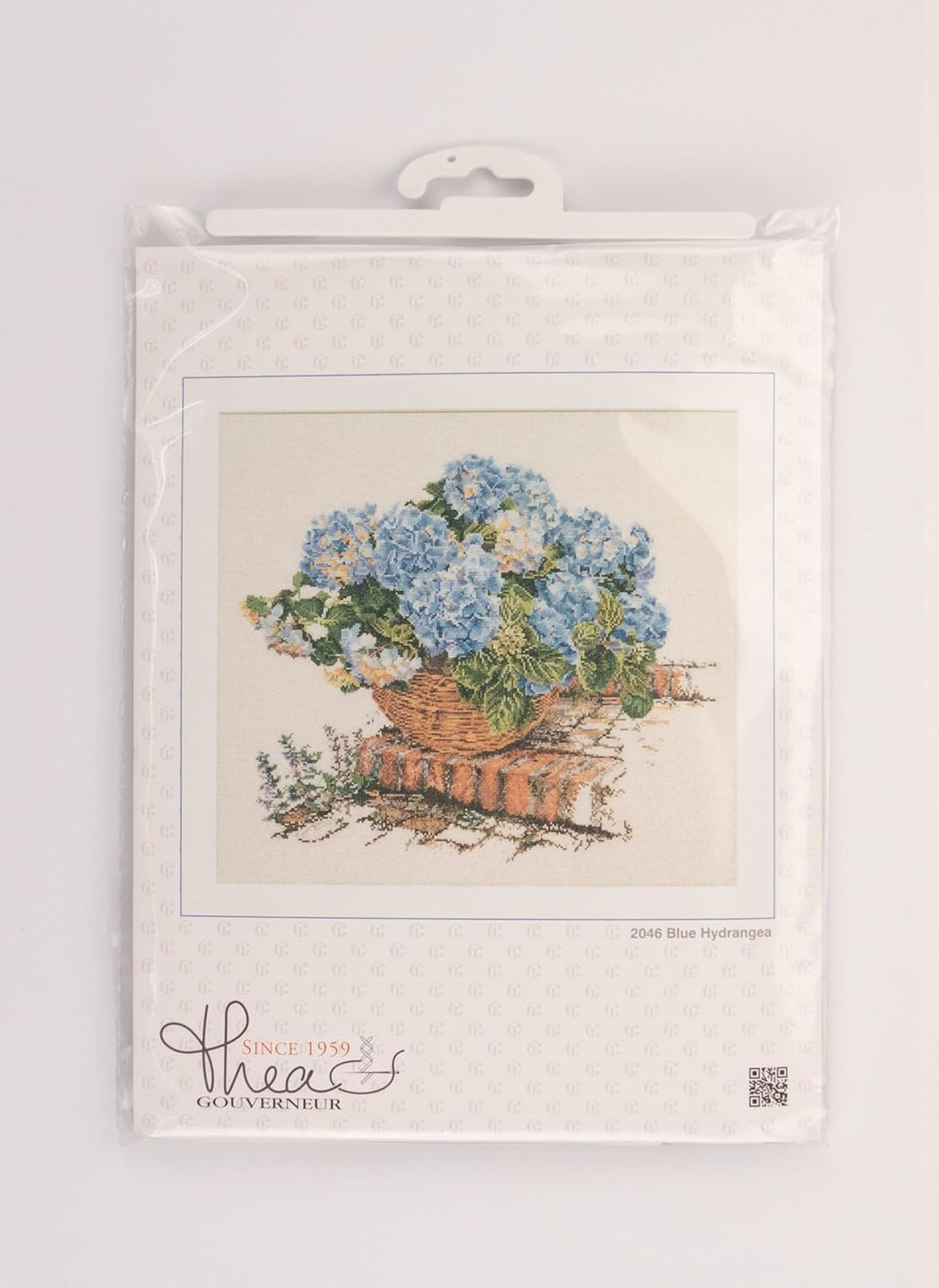 Thea Gouverneur - Kreuzstich-Set - Blaue Hortensie - Aida - 16 Count - Für Erwachsene - 2046A 2 x 21