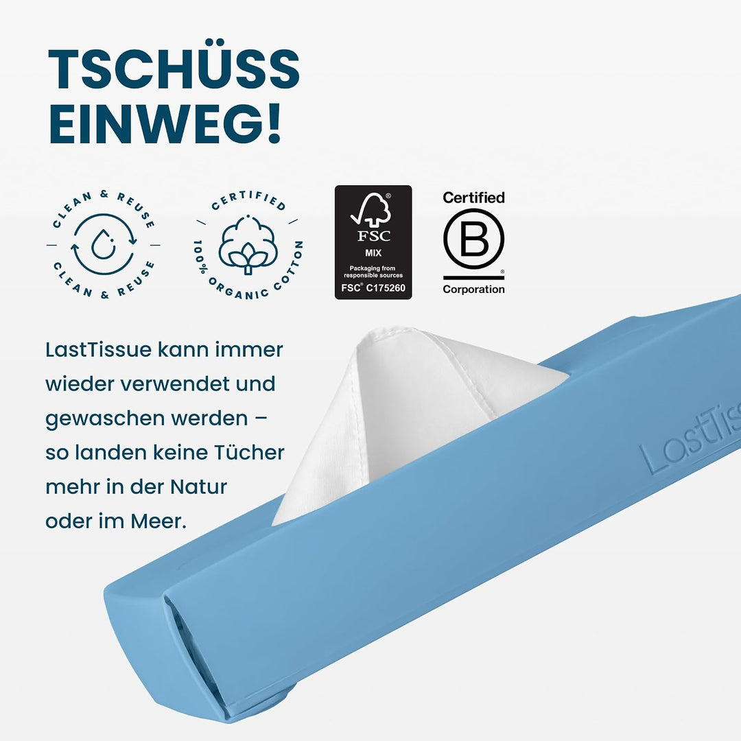 LastTissue® Wiederverwendbare Tissue Box -mit 18 Weichen Bio Baumwolltüchern - umweltfreundliche Kos