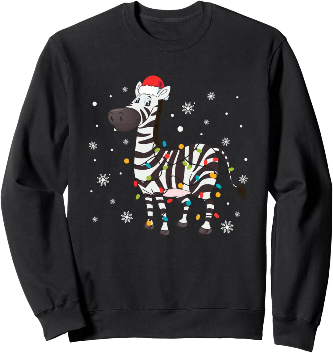Zebra mit Weihnachtsmütze Weihnachtslichter Weihnachts Sweatshirt