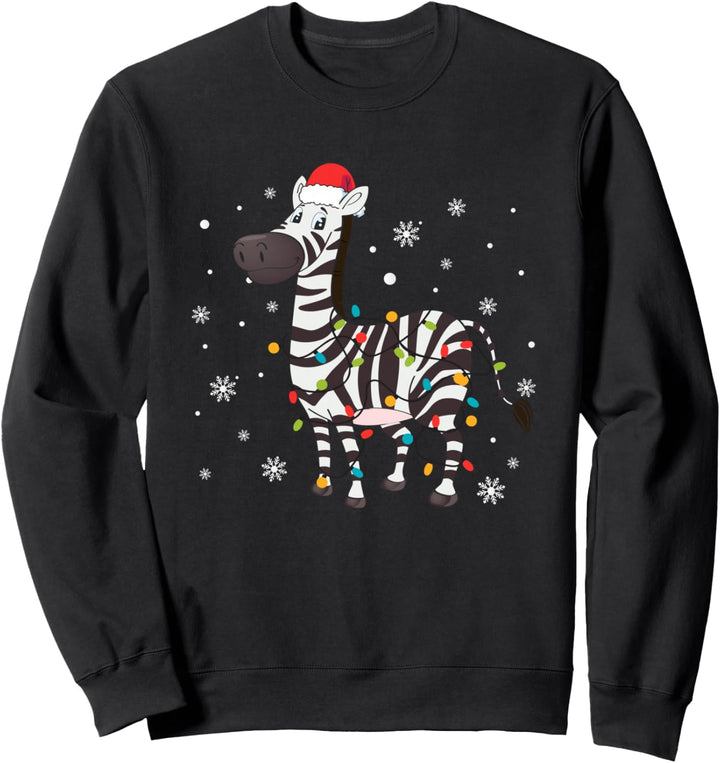 Zebra mit Weihnachtsmütze Weihnachtslichter Weihnachts Sweatshirt