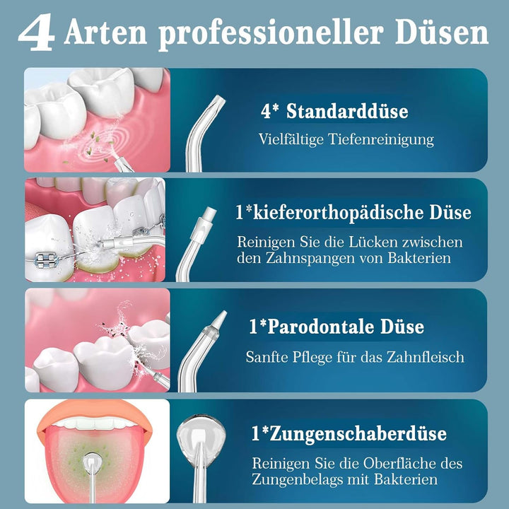 SURFOU Munddusche Kabellos Mundduschen 230ML 3 Modi 7 Düsen, Mundduschen Reise Water Flosser IPX7 Wa