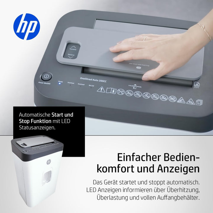 HP OneShred Auto 80CC | Sicherheitsstufe P-4 | Cross Cut | 80 Blatt Schnittleistung
