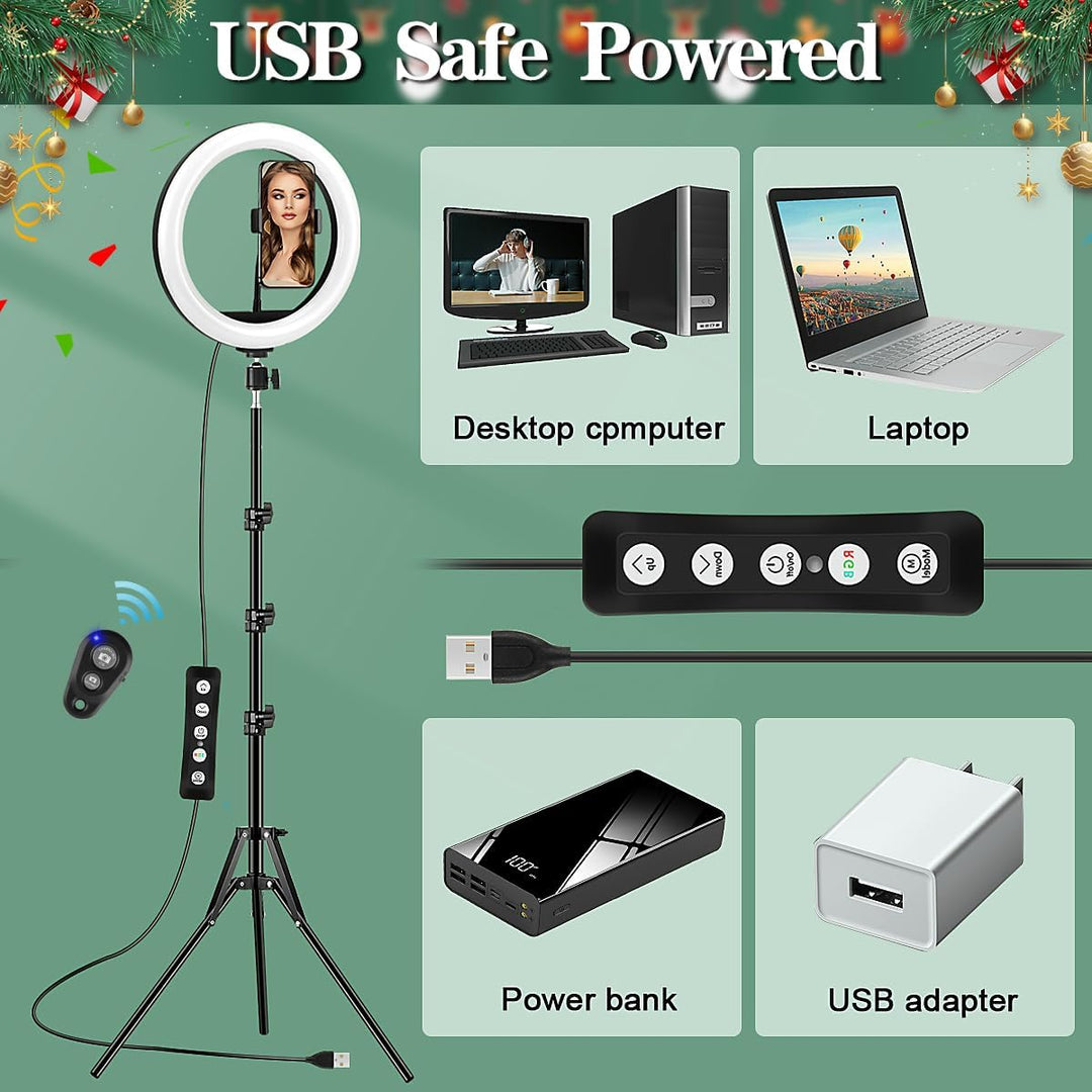 LED Ringlicht mit Stativ Handy - Selfie Licht Ringleuchte 10 Zoll Ring Light 40 RGB-modi Dimmbare Li