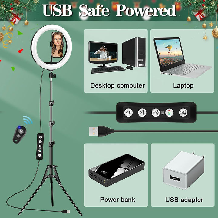 LED Ringlicht mit Stativ Handy - Selfie Licht Ringleuchte 10 Zoll Ring Light 40 RGB-modi Dimmbare Li