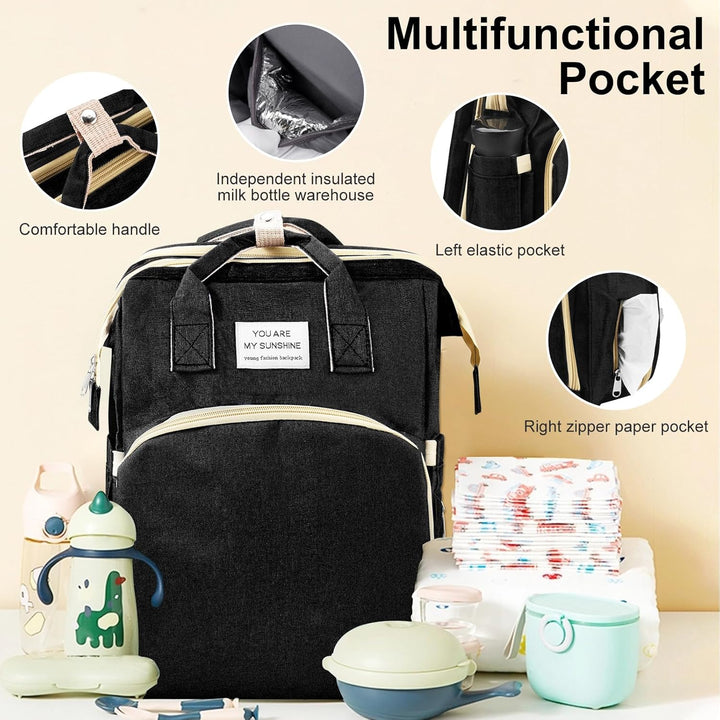 Wickeltasche mit Wickeltaschen, Bett, grosses Fassungsvermögen, grosse Windeltasche mit Wickelunterl