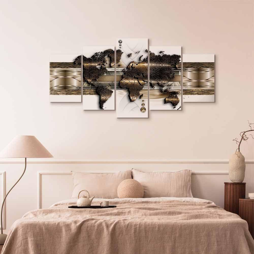 murando - Bilder Weltkarte 100x50 cm Vlies Leinwandbild 5 tlg Kunstdruck modern Wandbilder XXL Wandd