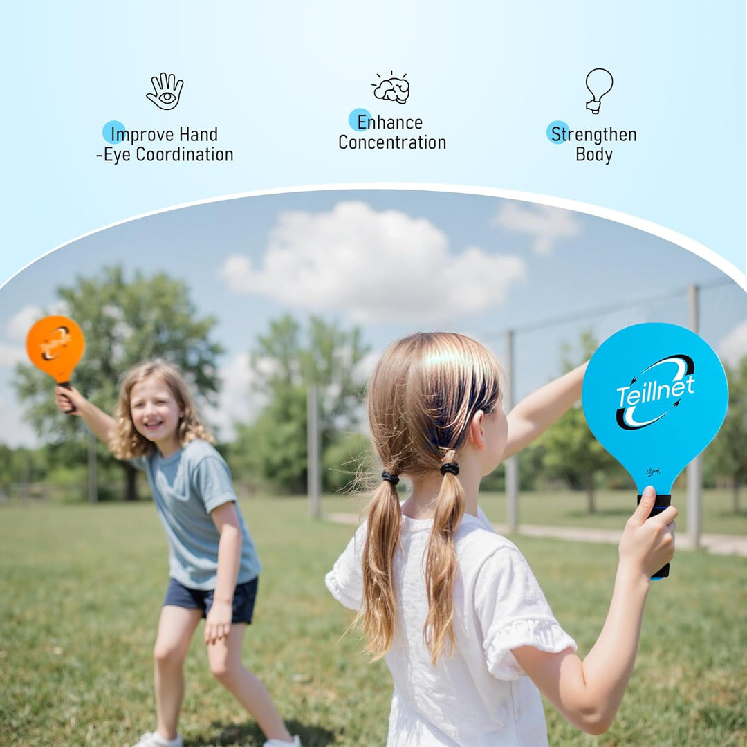 U&amp;C Planet Beachball Set Paddle Ball Spiel Strandschlägerset aus Holz Schläger Spiel für Kinder&amp;Fami