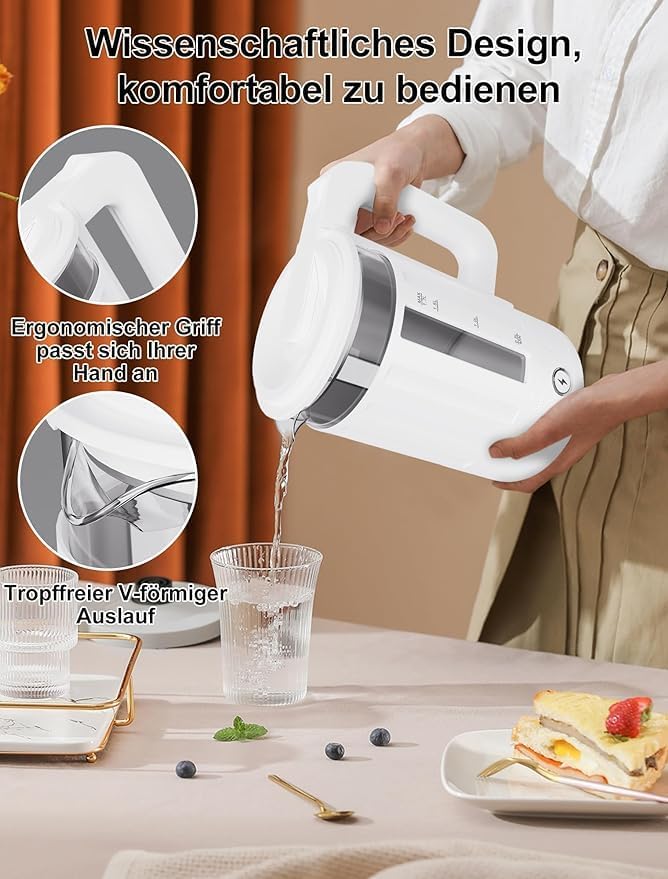 Hopzty Wasserkocher 1,7 Liter 2200 W | Wasserkocher mit automatischer & manueller Abschaltung | mit