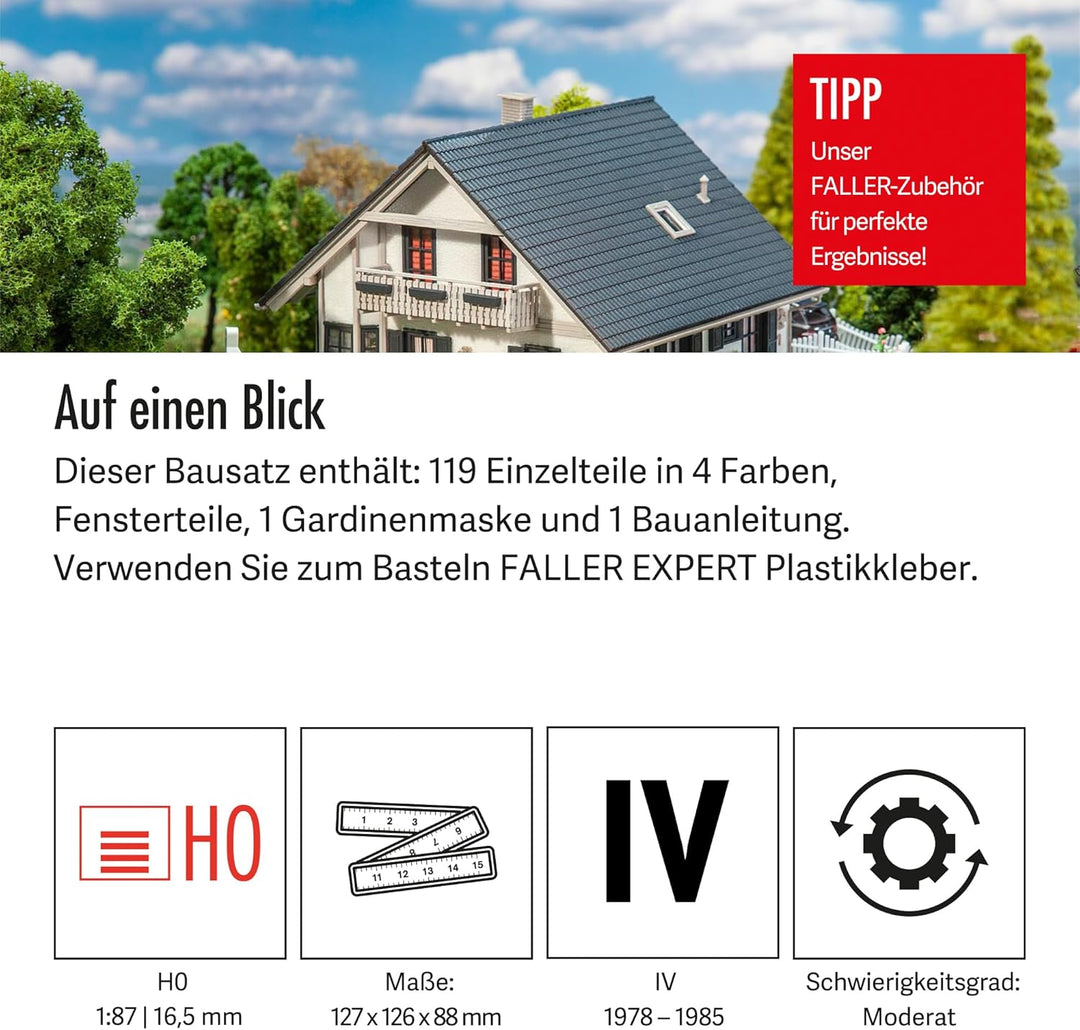 Faller 130640 H0 Saniertes Einfamilienhaus, 27.8 x 18.6 x 5.2 cm, Verschieden