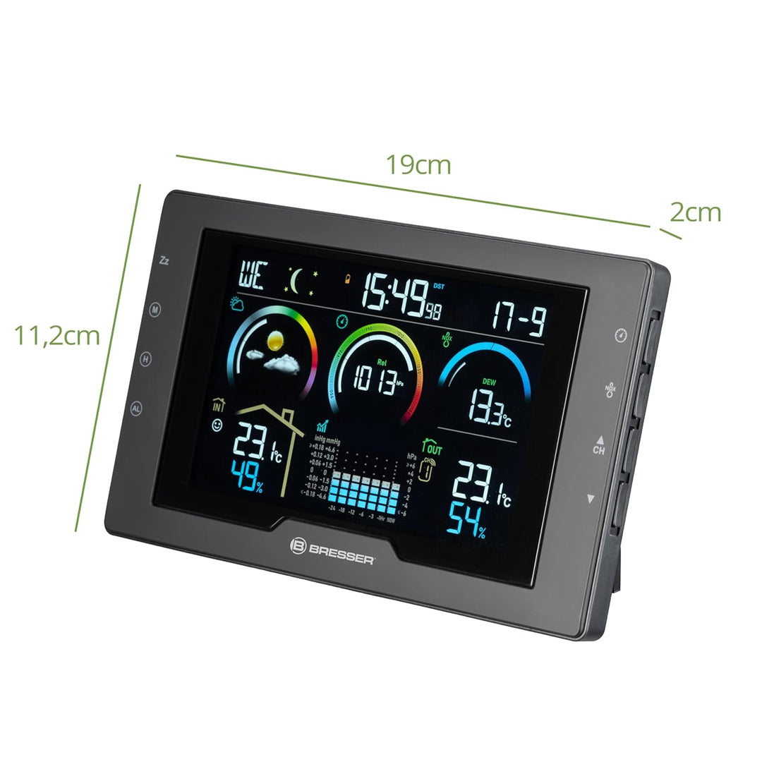 Bresser Funkwetterstation mit Aussensensor, 5,7" Display, Wettervorhersage, Luftdruck, Hitzeindex, T