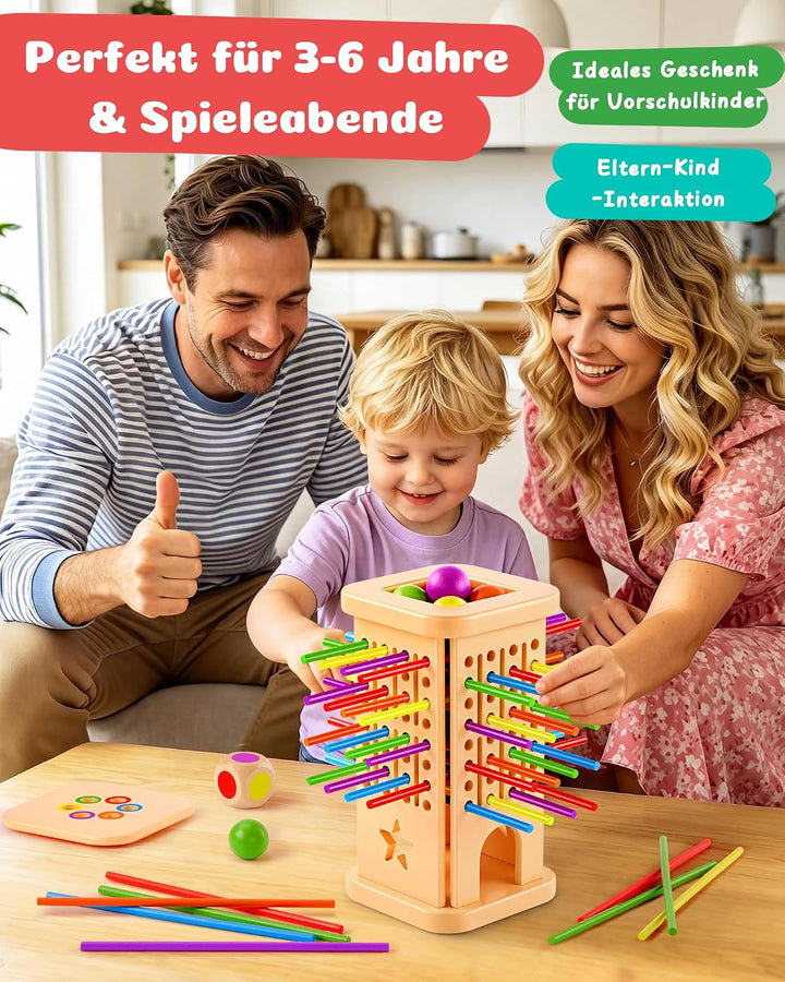 Montessori Spielzeug Holz Brettspiel ab 3–9 Jahre mit Stäbchen &amp; Ball | Holzspielzeug Kinder, Lernsp