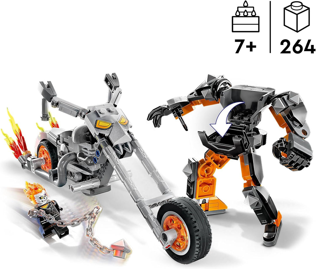 LEGO 76245 Marvel Ghost Rider mit Mech &amp; Bike, Superhelden Motorrad Spielzeug zum Bauen mit Kette un