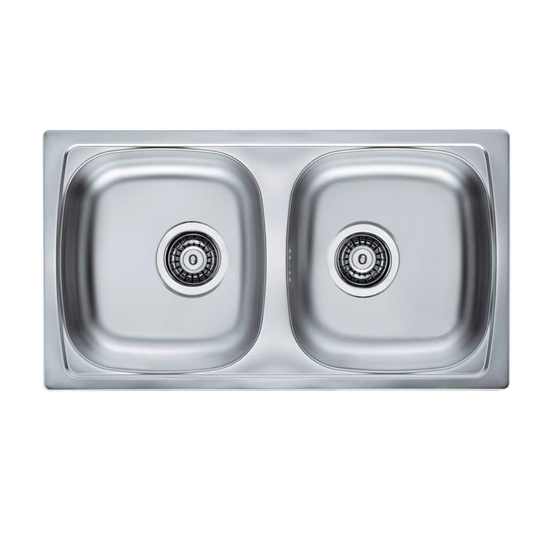 VBChome: Doppelbecken Einbauspüle 780 x 435 mm Camping Küchenspüle - Satinstruktur Alveus Basic 160