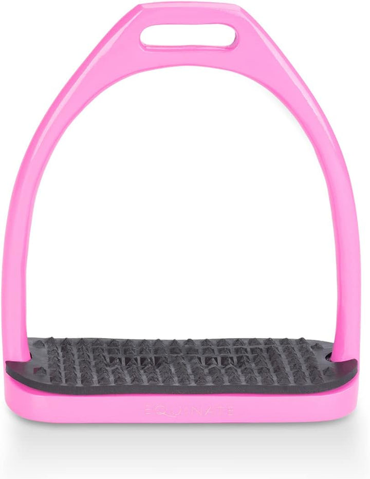 Equinate Steigbügel Midway 10cm Rosa - Mit Anti-Rutsch Trittfläche aus Gummi - Für Erwachsene und Ki