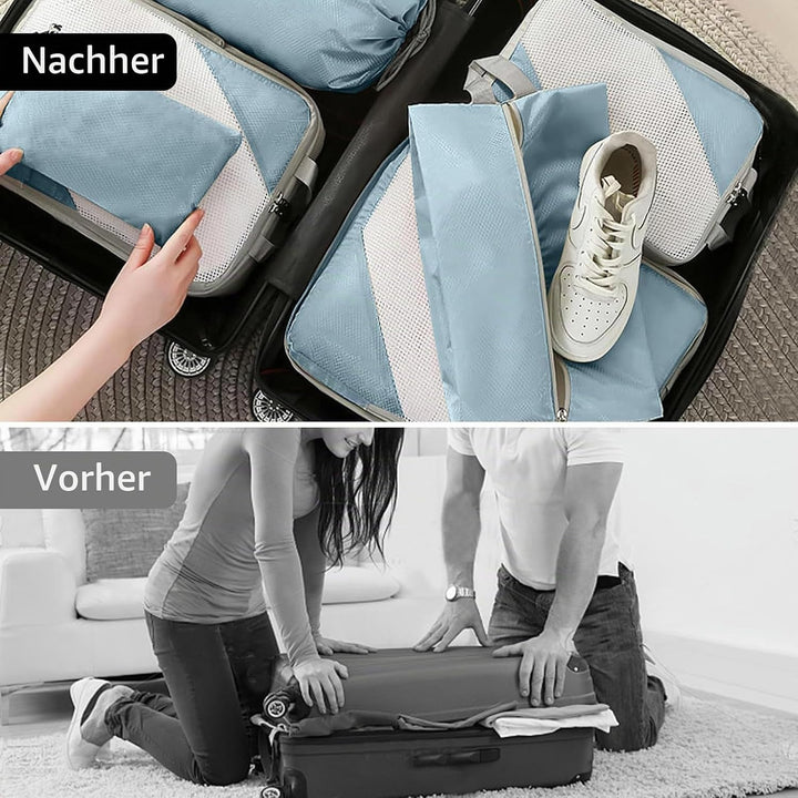 Kompressionspackwürfel für Koffer, 8 Stück erweiterbare Reisepackwürfel für Rucksack, ultraleichte R