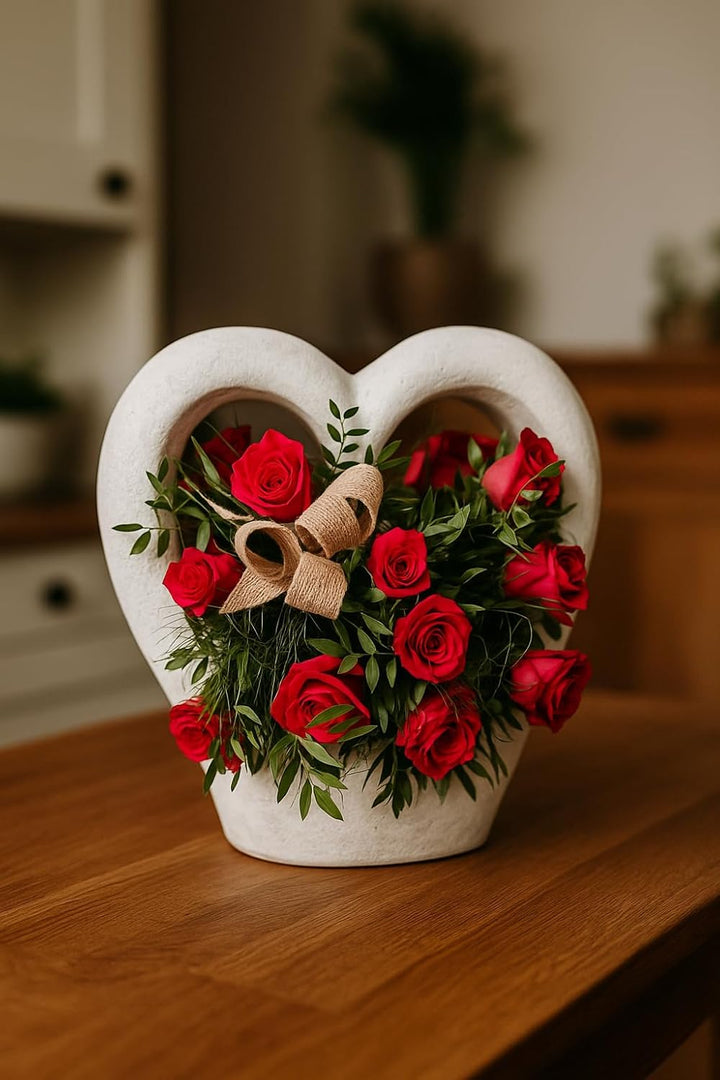 Blumenkübel in Herzform aus Beton Outdoor- oder Indoor-Pflanzgefäss für Terrasse, Garten, Haus