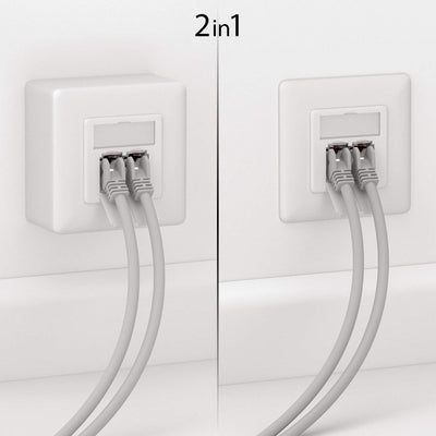 deleyCON 4x CAT 6a Universal Netzwerkdose - 2x RJ45 Port - Geschirmt - Aufputz oder Unterputz - 10 G