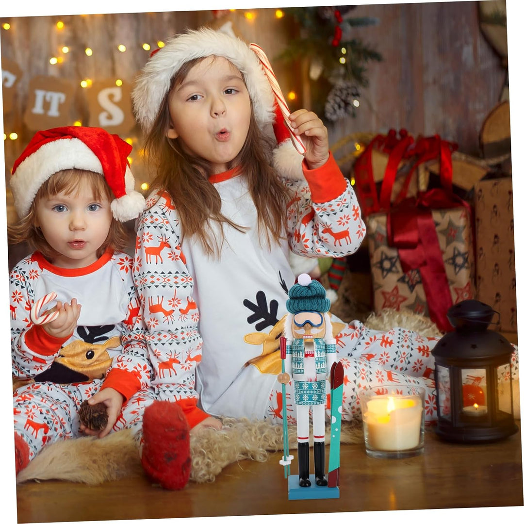 PRETYZOOM Weihnachts-Nussknacker Aus Holz Winter-Ski-Nussknacker-Figur Weihnachtsmann Nussknacker-Ma
