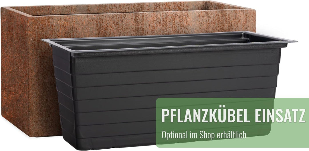 Pflanzwerk® Pflanzkübel Fiberglas TUB Rost Braun 40x80x40cm XXL *Frostbeständig* *UV-Schutz* *Qualit