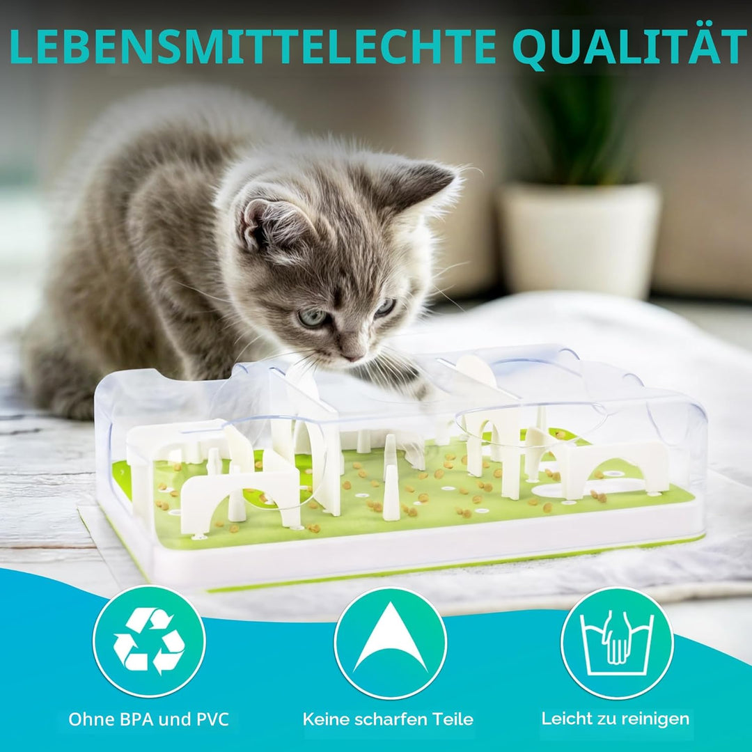 ALL FOR PAWS Cat Puzzle Feeder – Langsamer Futterautomat, Interaktives Denkspielzeug Gegen Langeweil