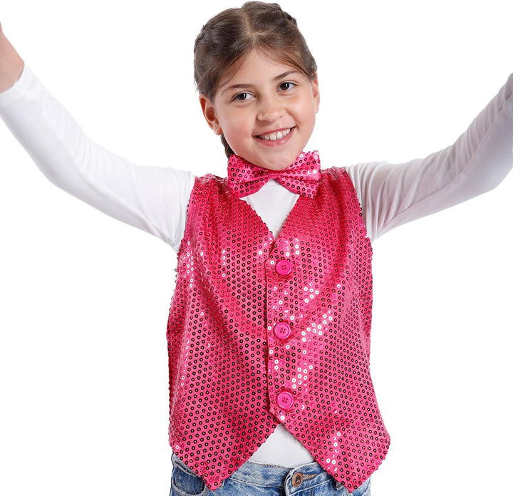 Carnavalife Paillettenweste für Jungen und Mädchen, Hip-Hop-Weste, Kostüm für Kinder, Party, Tanz, A
