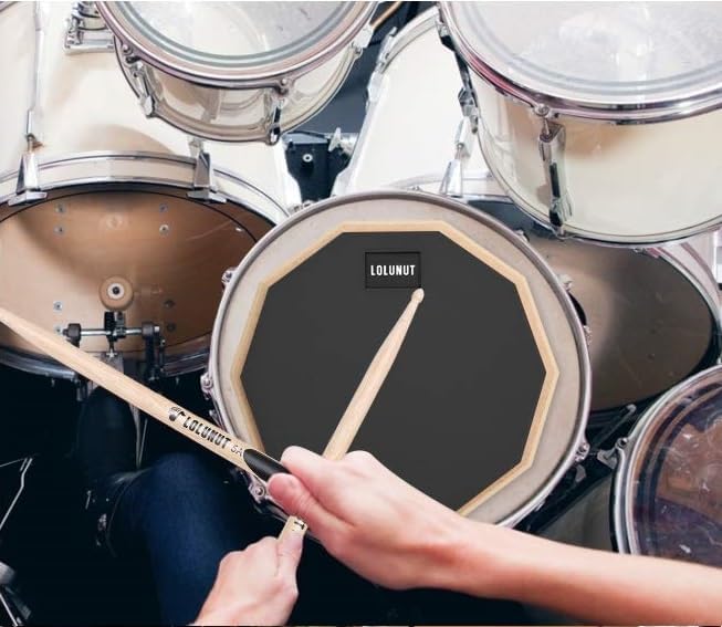 Dumb Drum Practice Pad, 2-seitig leises Übungspad, weicher Gummi, Holzsockel, mit Massivholz-Drumsti