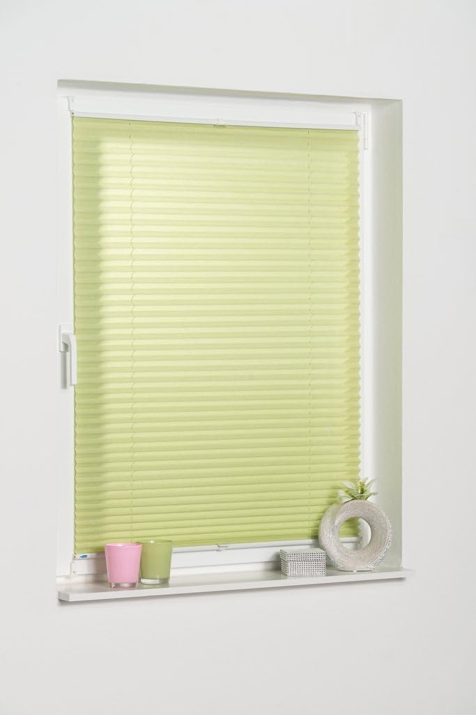 K-home Klemmfix-Plissee Grün 105 x 130 cm (B x L) Lichtschutz +++ Moderne Crushed Optik +++ 105 x 13