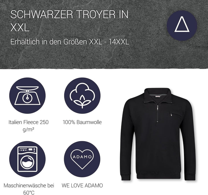 ADAMO Troyer in dunkelblau bis Übergrösse 14XL 7XL Grosse Grössen Schwarz, 7XL Große Grö&#