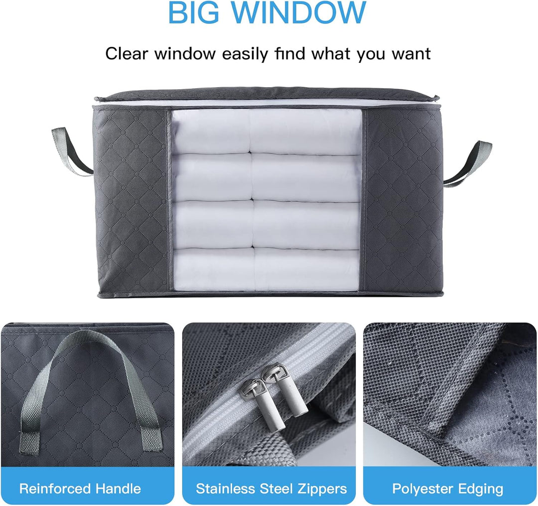 Withosent 5 Stück 90L Grosse Aufbewahrungstasche Schrank Organizer Set, Faltbar Kleideraufbewahrung