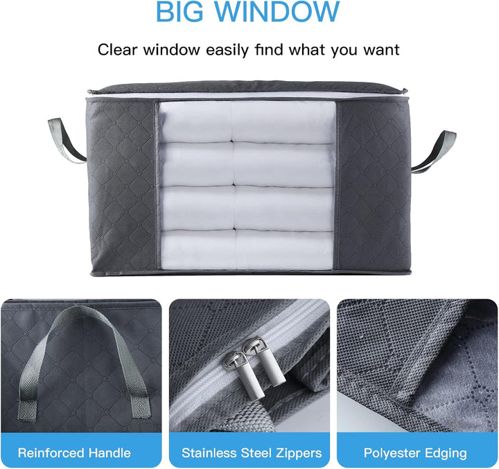 Withosent 5 Stück 90L Grosse Aufbewahrungstasche Schrank Organizer Set, Faltbar Kleideraufbewahrung