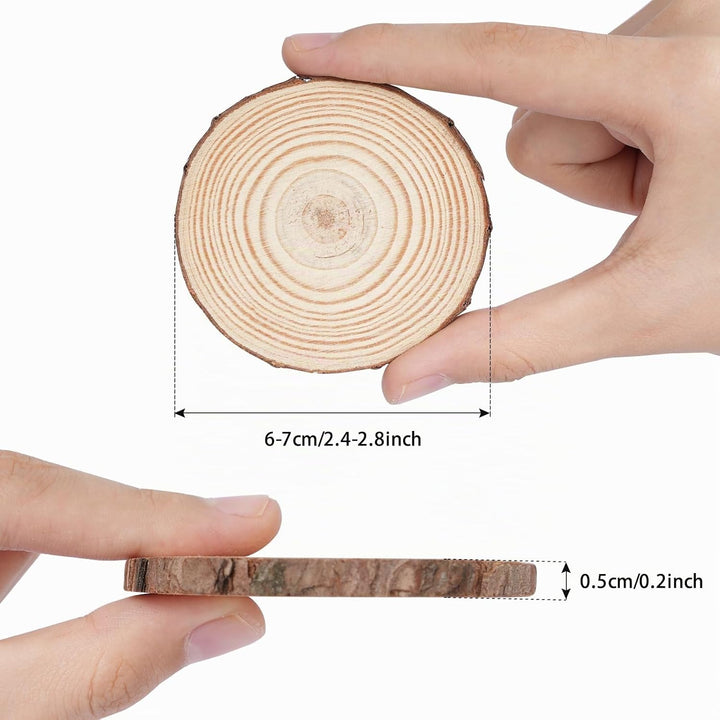 50 Stück Holzscheiben, 6-7cm Holz Log Scheiben, Baumscheiben Rund zum Basteln, Unvollendete Holzkrei